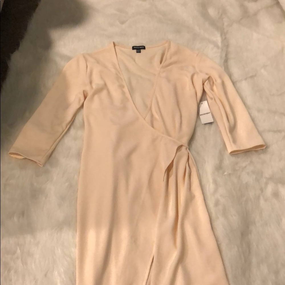 Peach American Apparel Crepe Wrap Dress